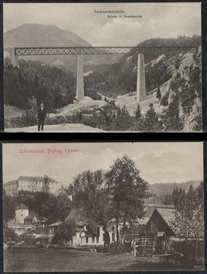 Partie AK Kärnten u.a. mit Bleiburg - Klagenfurt - Obervellach - Woch Tunnel - Karawankenbahn - Wolfsberg, - Briefmarken