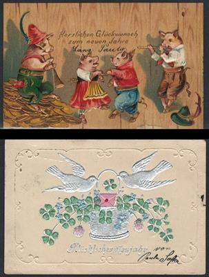 Partie Motivkarten "Neujahr", - Briefmarken