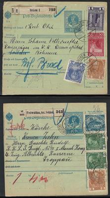 Poststück - Österreich Partie Paketkarten mit Frankaturen der Ausg. 1908, - Známky