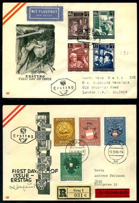 Poststück - Partie FDCs Österr. ca. 1949/58 - u.a. Wiederaufbau - Známky