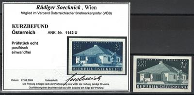 ** - Österr. Nr. 1142U (Tag der Briefmarke 1961 ungezähnt) mit Kurzbefund Soecknick, - Stamps