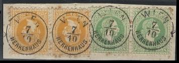 Ö Ausgabe 1867 Briefstück - "HERRENHAUS/7.10./WIEN" - Francobolli