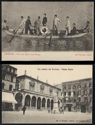 Partie AK Verona und Mailand u.a. Leporello mit 10 Karten von Ventimiglia, - Briefmarken