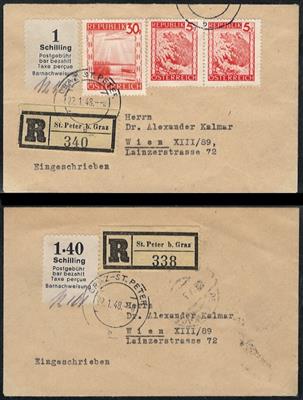 Poststück - Österr. 1947/48 - kl. Partie Poststücke mit Gebührenzetteln, - Francobolli