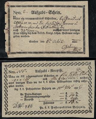 Poststück - Österr. Monarchie - Partie Recepissen ab ca. 1822, - Briefmarken