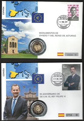 Poststück - Partie NUMISBRIEFE mit 2 Euro - Münzen aus div. Europa, - Briefmarken