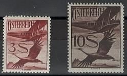 ** - Österr. Flug  Nr. 485 u. 487 (leicht Gummirunzel) - (3 u. 10.- S), - Briefmarken