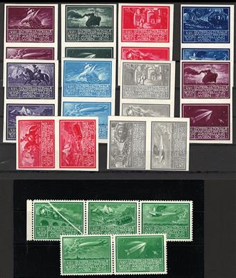 ** - Österr. Partie WIP 1933 -Vignetten u.a. mit Papierfalte und ungez. Paaren, - Briefmarken