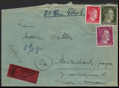 Poststück - Äußerst seltener Wertbrief aus SCHAAKSVITTE Kur. HAFF (über KÖNIGSBERG) nach   MISTELBACH, - Briefmarken