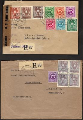 Poststück - 4 Mühlviertel Recobriefe mit Mischfrankaturen Ost + Westzone aus Linz 11 und 12, - Stamps