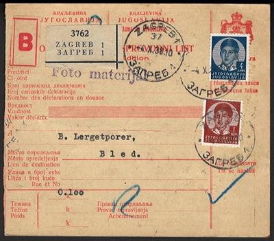 Poststück - Jugoslawien, - Briefmarken