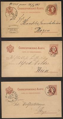 Poststück - Österr. 1876/82 - ca. 90 Corresp. Karten 2 Kr. rotbraun mit div. Salzburg., - Stamps