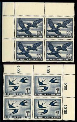 ** - Österr. - Flug 1950/53 in Viererbl., - Briefmarken