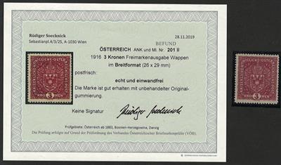 ** - Österr. Nr. 201 II (3 Kronen - Briefmarken