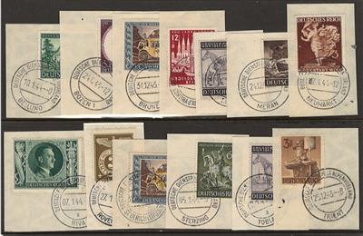 Briefstück - (Südtirol) 1943/44 div. Briefstücke mit verschiedenen Dienstpoststempeln von Belluno/Trient, - Briefmarken