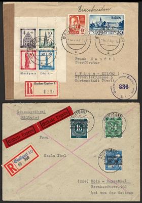Poststück - BRD  - Partie Poststücke meist 1946/1960 mit interess. Frankaturen u.a. nach Österr., - Briefmarken