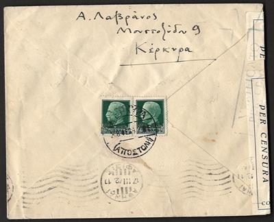 Poststück - Korfu ital. Besetzung 1942 aus Kerkyra über die Besatzungszensur, - Briefmarken