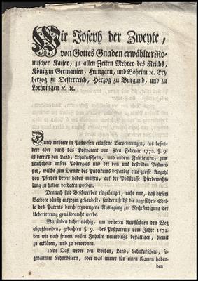Poststück - Österr. 1775/1803 Josef II u. Franz II 7lseitige Briefe u. Pakete Taxordnungen, - Briefmarken