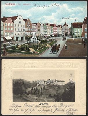 Poststück - Partie AK OÖ u.a. mit Schärding - Weyer - Ottensheim- Kreutzen - Goisern - Markt Aschach, - Briefmarken
