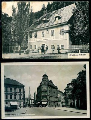 Poststück - Partie AK OÖ u.a. mit Schwertberg - Metzen - Linz - Bahnhof Grein - Hallstadt - Perg, - Briefmarken