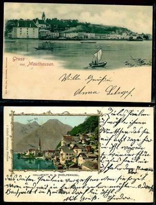 Poststück - Partie AK OÖ u.a. mit St. Agatha - Grein - Steyr - Hallstatt, - Briefmarken