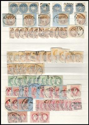 .gestempelt/Briefstück - Österr. Partie Abstempelungen meist Küstenland auf Ausgaben 1850/ 1900, - Stamps
