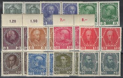 ** - Österr. 1913 - Nr. 139 x/49 x (gewöhnl. Pap.) in waagr. Paaren (3 und 10 H Randstücke), - Stamps