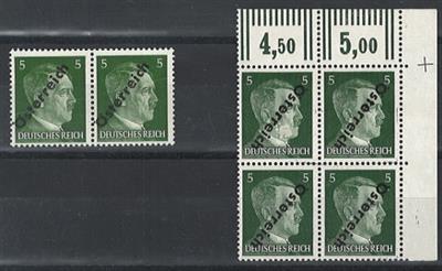** - Österr. Abartenlos 1945 -Wien I 5 Pfg. kopfsteh. Doppelaufdruck, - Briefmarken
