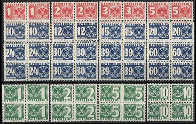 ** - Österr. Porto 1935 - Nr. 159/74 je im postfr. Viererblock, - Briefmarken