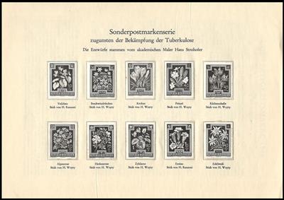 Österreich Sammlung Schwarzdrucke 1947/1964, - Francobolli