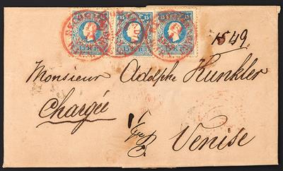 Poststück - Österr. Nr. 15I (3) auf Rekobrief von Wien nach Venedig aus Jänner 1859, - Briefmarken