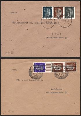 Poststück - Österreich 1945 - 2 verschiedene - Francobolli