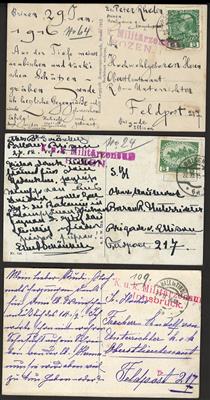 Poststück - Partie Österr. Feldpost WK I aus Korrespondenz Oberstltn. baron Unterrichter, - Briefmarken