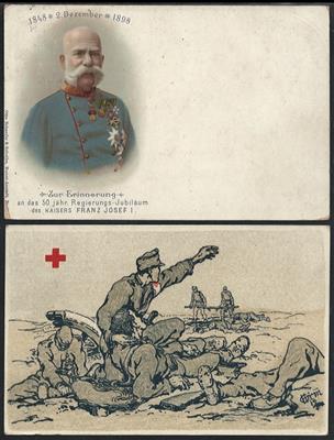 Poststück - Partie Österr. Feldpost WK I mit Werberkarten u. D.Reich, - Briefmarken