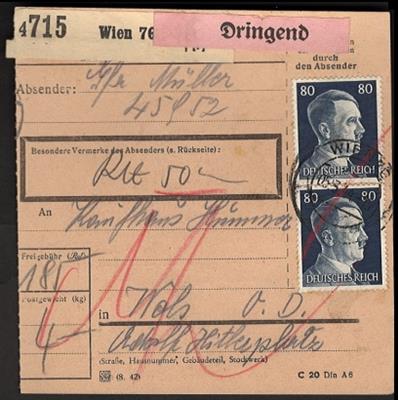 Poststück - Partie Paketkarten Ostmark Wien, - Briefmarken