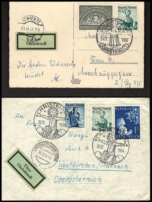 Poststück - Partie Poststücke Christkindl ca. 1952/58 tls. mit Leitzettel, - Briefmarken