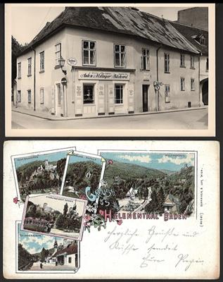 Poststück - Partie AK Baden bei Wien u.a. mit Café Hauswiese - Bäckerei Nöstinger, - Motiv- und Ansichtskarten
