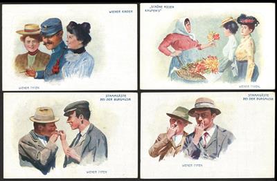Poststück - Partie AK "Wiener Typen" (Hans Larwin), - Motiv- und Ansichtskarten