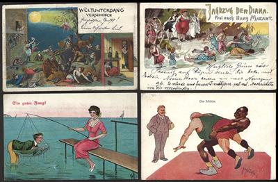 Poststück - Partie alte Ansichtskarten nur "Ungewöhnliches", - Motive- and postcards