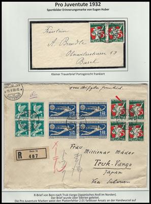 **/*/gestempelt/Poststück - Spezialpartie Schweiz Pro Juventute 1932/36, - Briefmarken