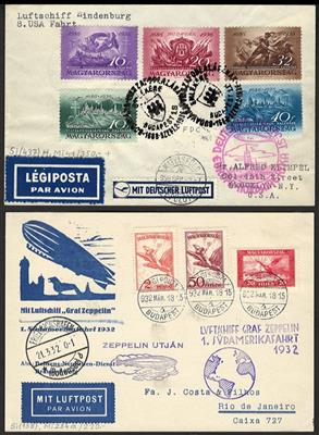 Poststück - Kl. Partie Zeppelinpost Ungarn, - Známky