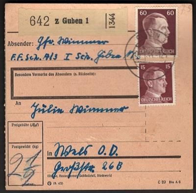 Poststück - Reichh. tls. verschied. Paketkarten D.Reich um 1944 u.a. Lager Kiel Marine Kriegsberichterkompanie; Luxemburg, - Briefmarken