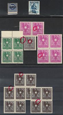 **/gestempelt - Kl. Partie Plattenf. u. Druckzufälligkeiten Österr. ca. 1945/48, - Stamps