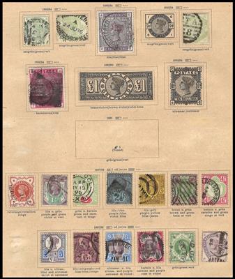 gestempelt - Partie Europa u. Übersee u.a. USA - D.Reich - Brit. Kolonien, - Briefmarken und Ansichtskarten