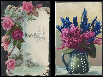 Partie Motivkarten "Blumen" meist Künstler "Klein", - Stamps