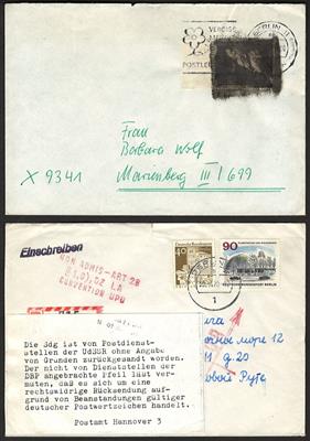 Poststück - Berlin 1963/1985 - 8 Postkriegsbelege - dabei 1 Schwärzung, - Známy