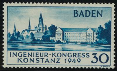 ** - Deutschland - Franz. Zone (Baden) Nr. 46 II (Ingenieur - Kongreß), - Briefmarken und Ansichtskarten