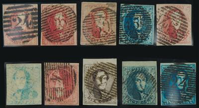 gestempelt - Belgien Spezialsammlung Leopold 1849/1858 nach Papieren usw., - Briefmarken