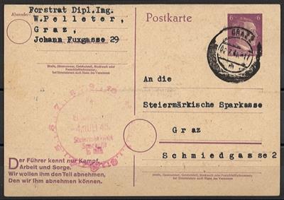 Poststück - Österr. 1945 - 6 Pfg. Ganzsache - Francobolli