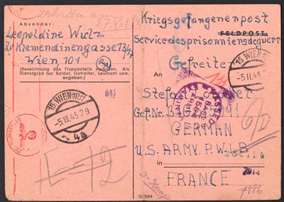 Poststück - Österreicher 1945 in US - Gefangenschaft in Frankreich, - Francobolli